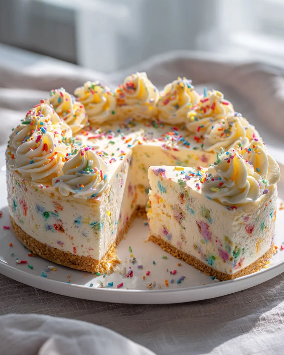 Funfetti Geburtstagskäsekuchen – No Bake, aus dem Kühlschrank!