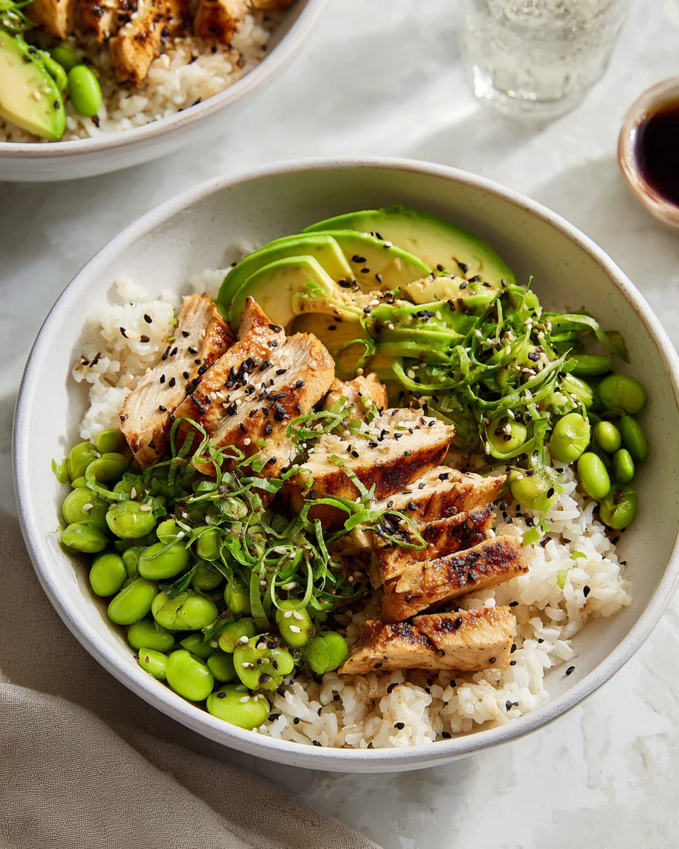 Protein Power Bowl: Hähnchen, Edamame & Avocado genießen!
