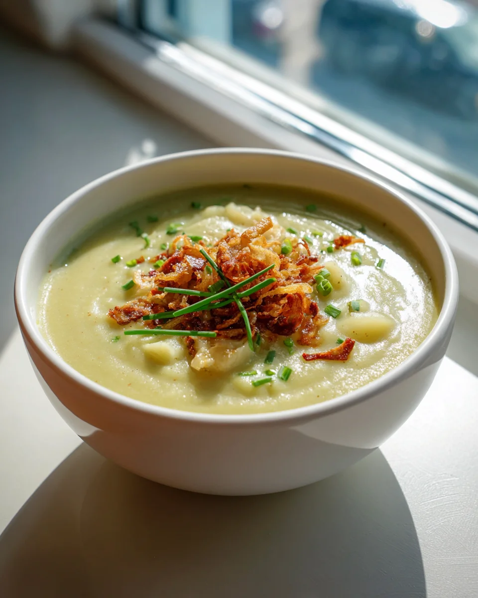 Cremige Kartoffel Lauch Suppe mit Knusperschalotten: Ein Genuss!