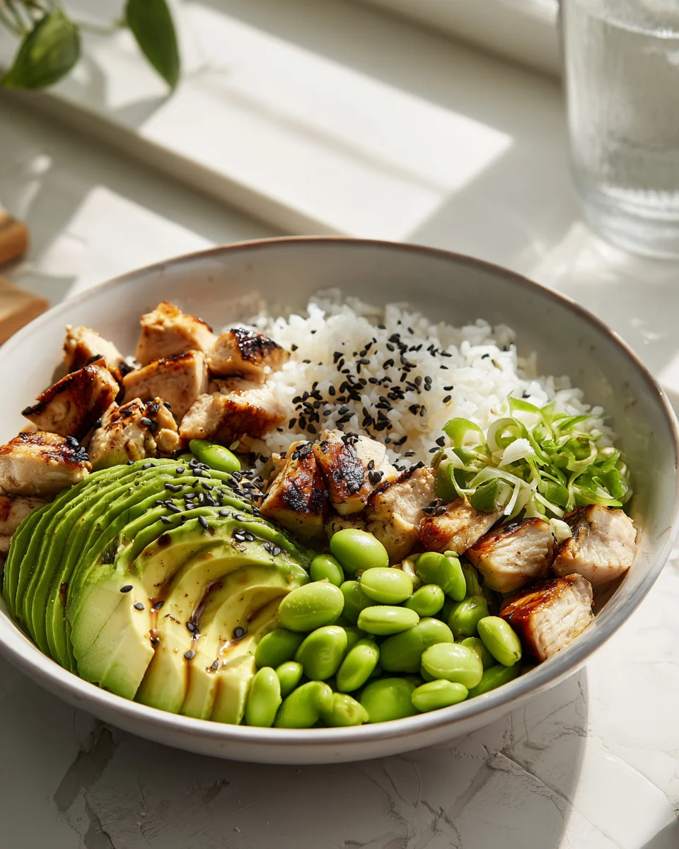 Protein Power Bowl: Hähnchen, Edamame & Avocado genießen!