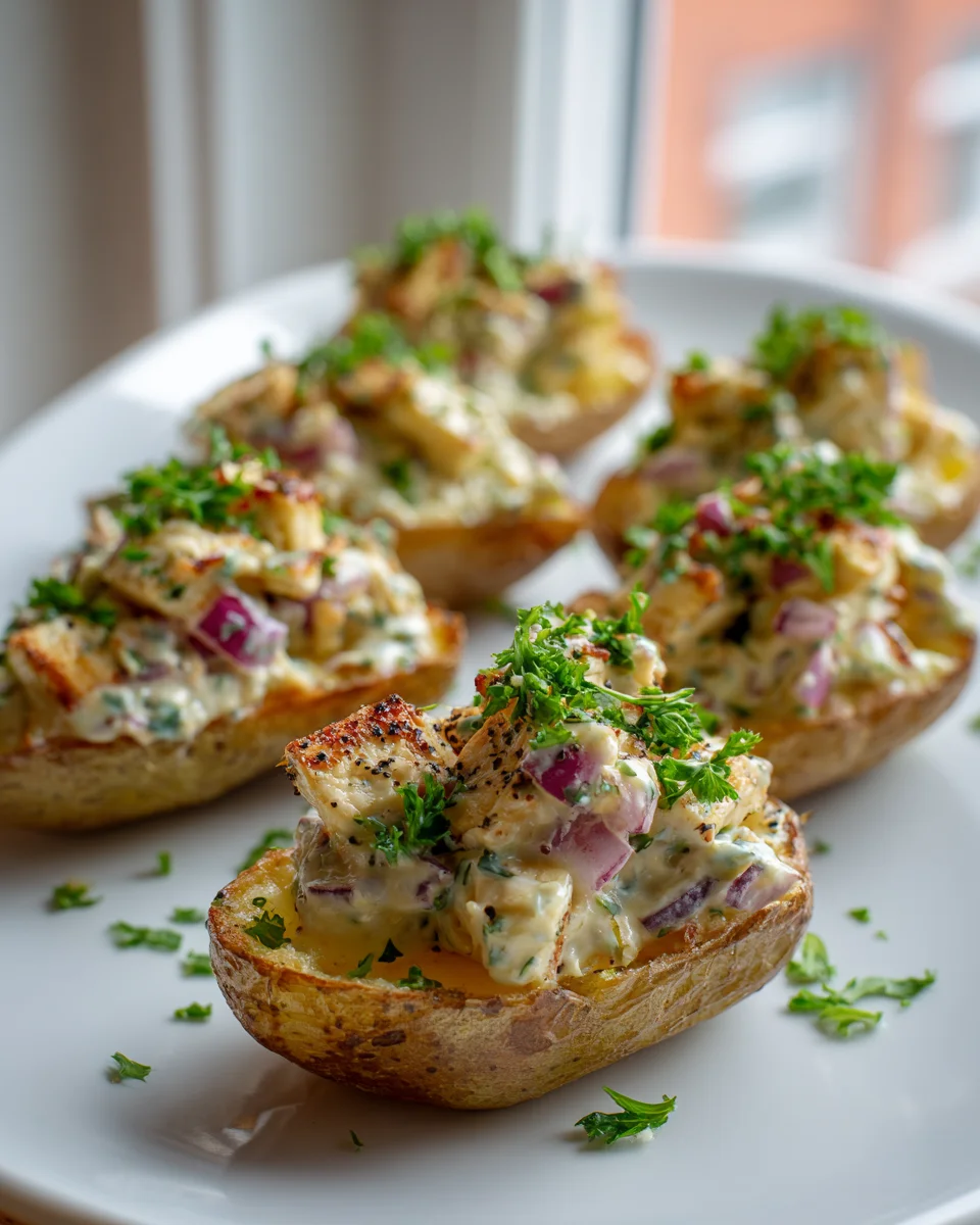 Herzhafte gefüllte Kartoffeln à la Flammkuchen – Dein Hit!