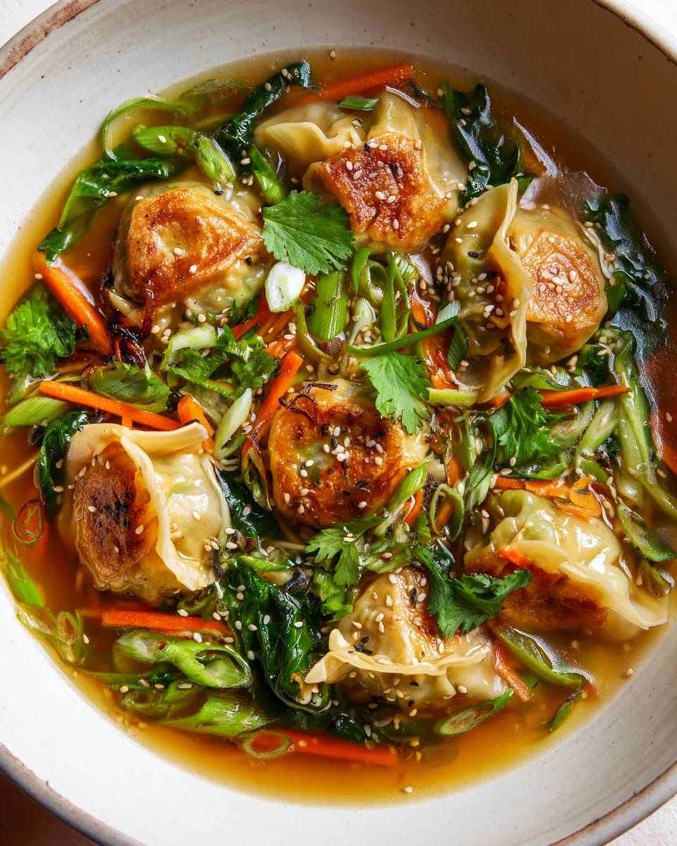 Herzhafte Gyoza Suppe mit Gemüse & Nudeln – Schnell & Lecker