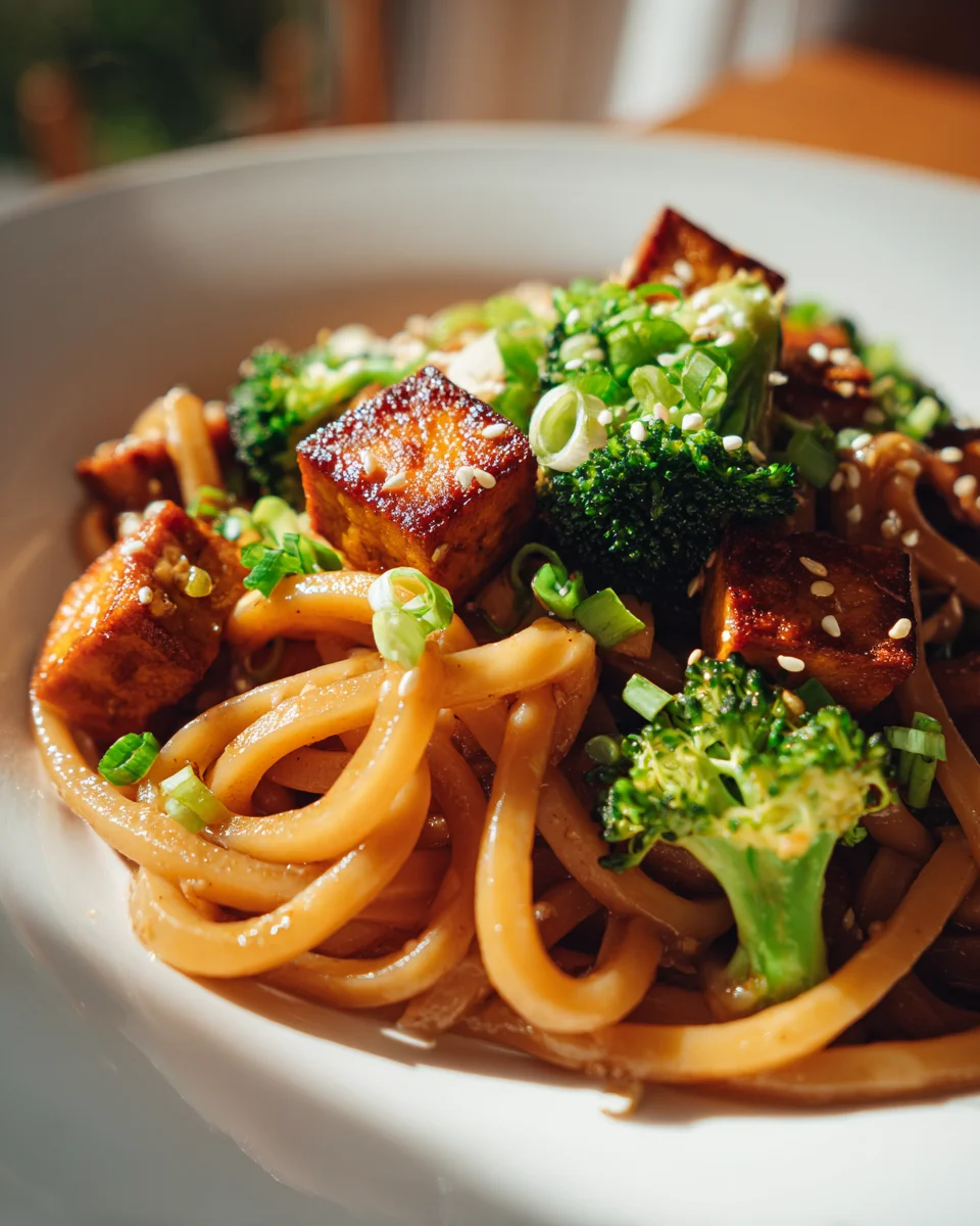 Köstliches Sesam Tofu & Broccoli Udon Nudeln Rezept