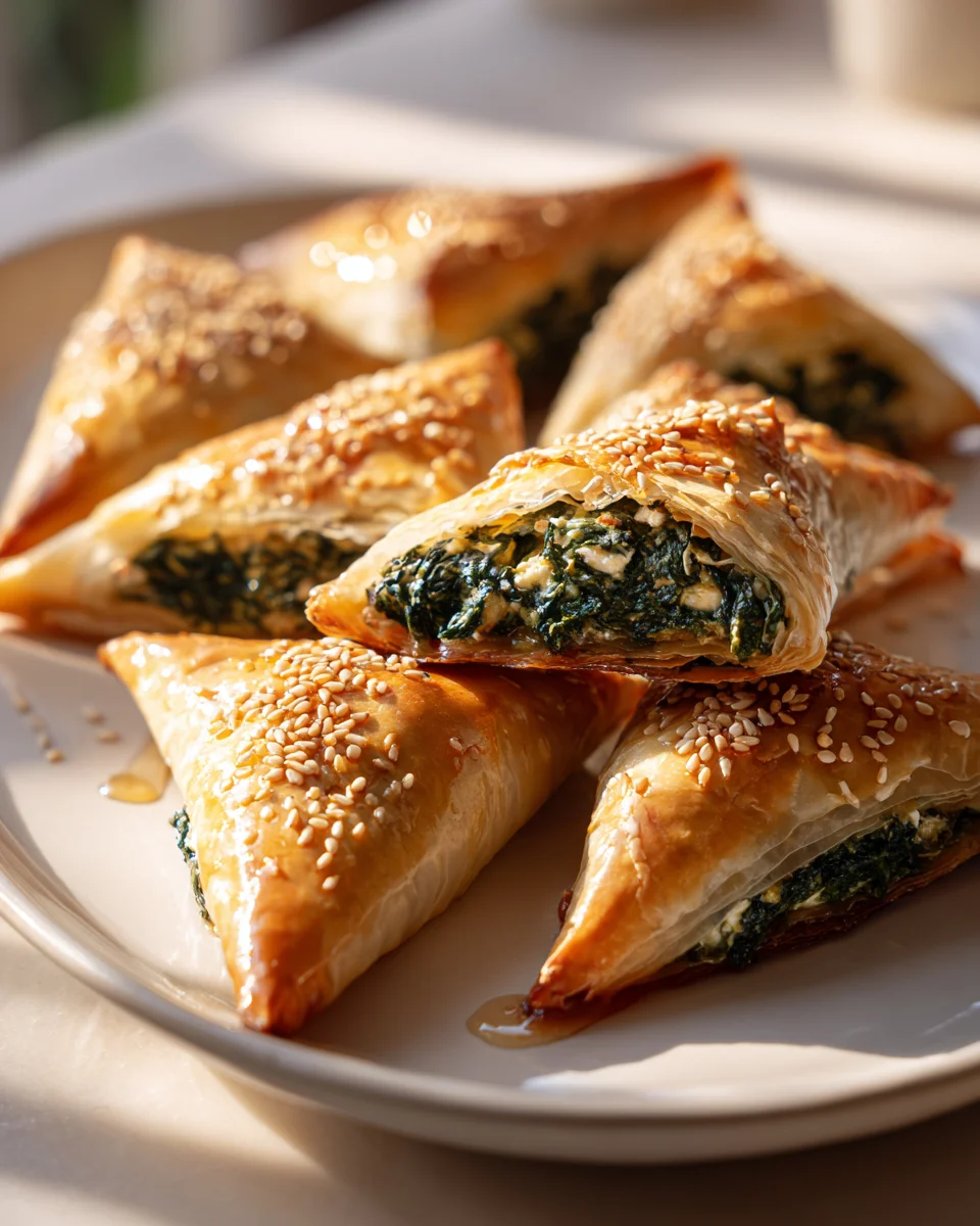 Verführerischer Spinat Börek: Süß, mit Honig & Sesam Rezept