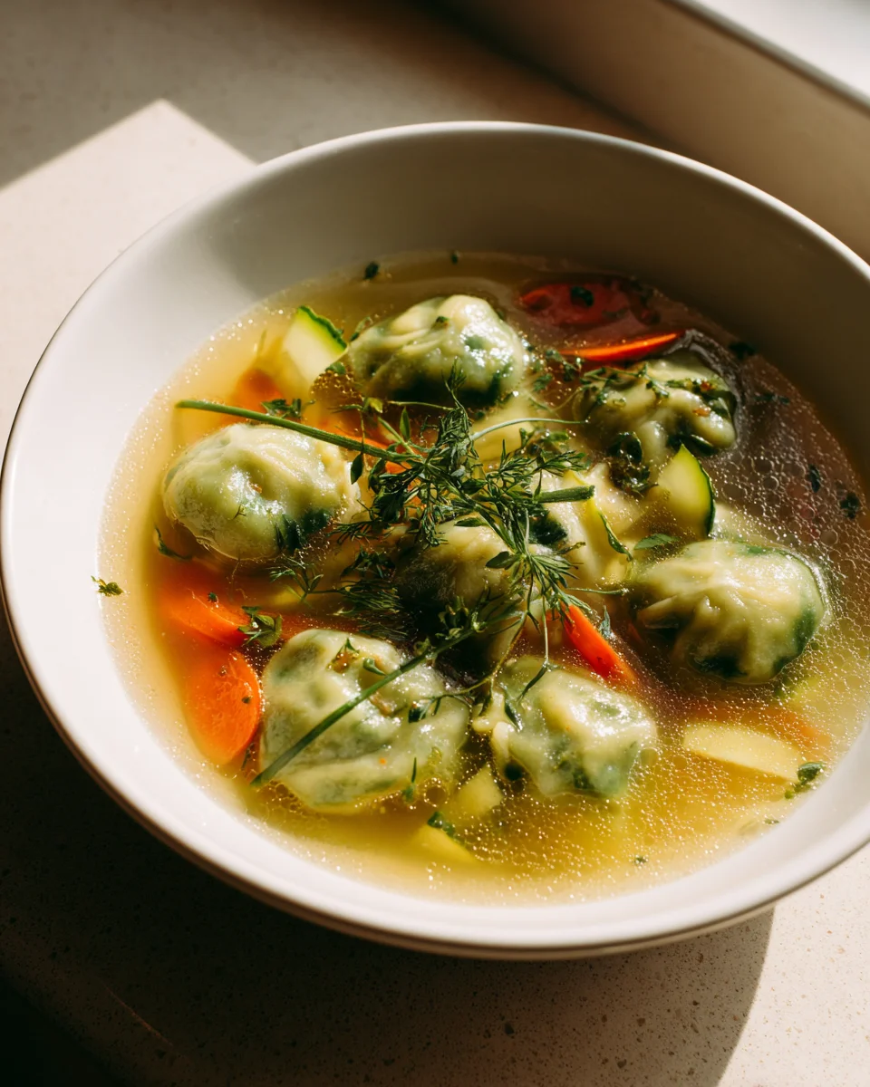 Spinat Dumplings Suppe: Gesund, leicht & voller Geschmack
