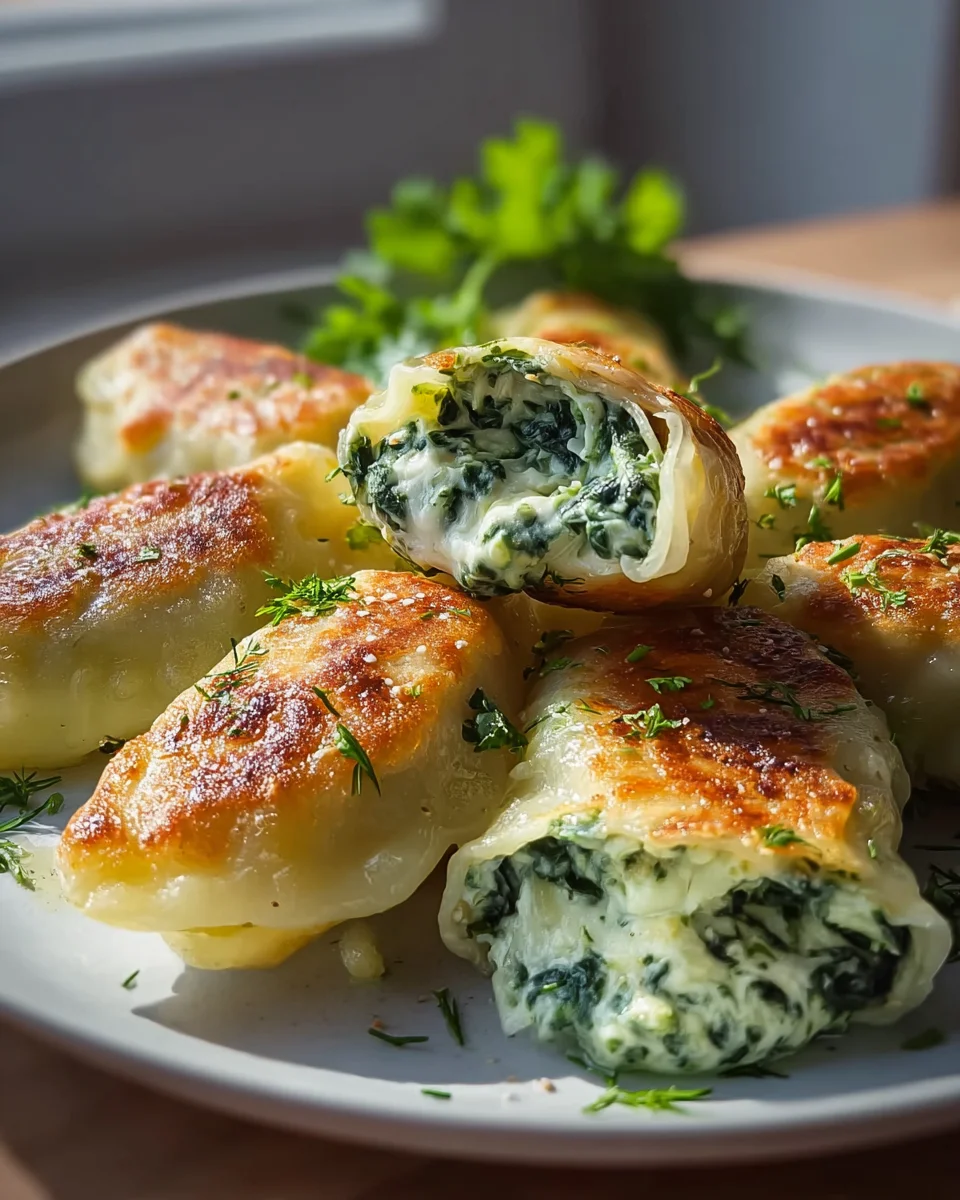 Leckere Kartoffeltaschen mit Spinat-Frischkäse-Füllung genießen