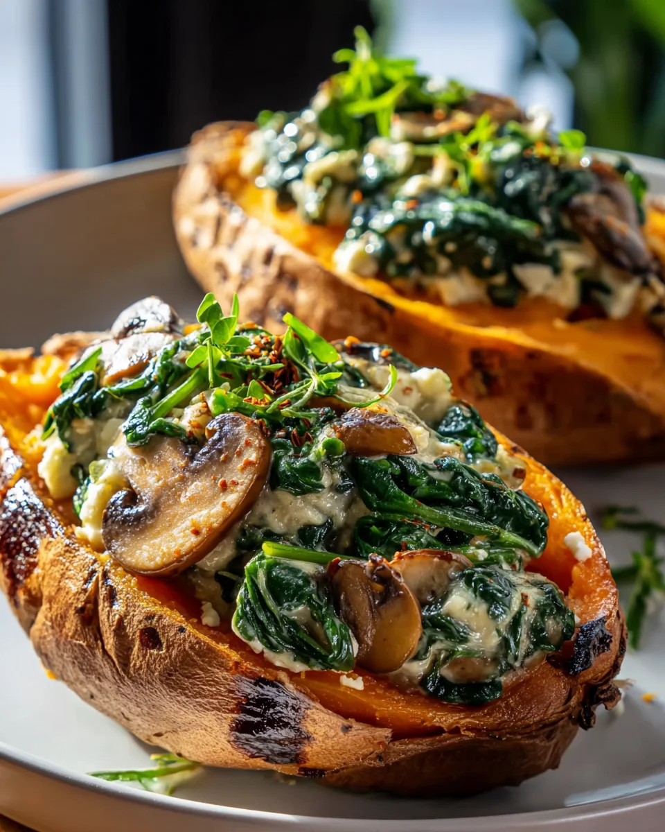 Gefüllte Süßkartoffeln mit Beef, Pilzen & Spinat – Ultimatives Rezept