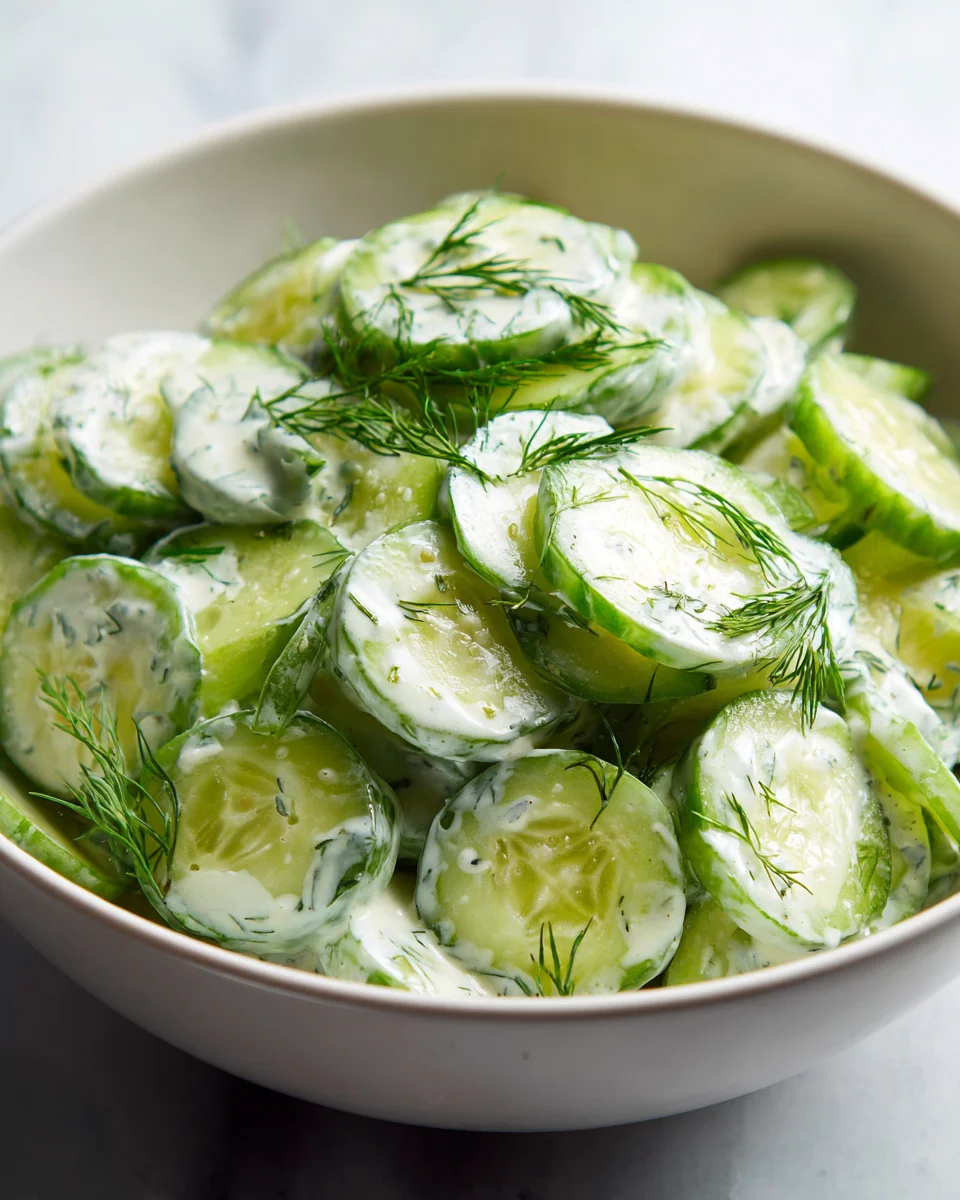 Gurkensalat mit Dill und Joghurt Dressing – Frisch und Lecker!