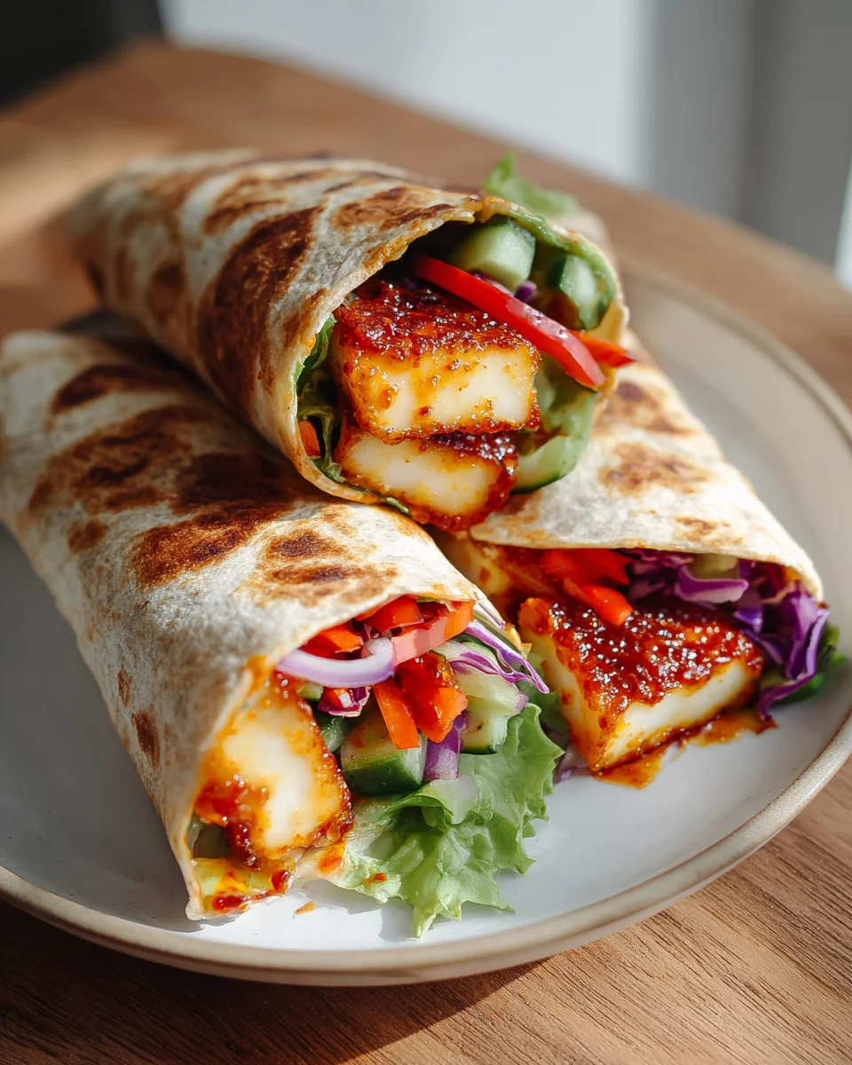 Leckere Sweet Chili Halloumi Wraps – Einfaches vegetarisches Mittagessen