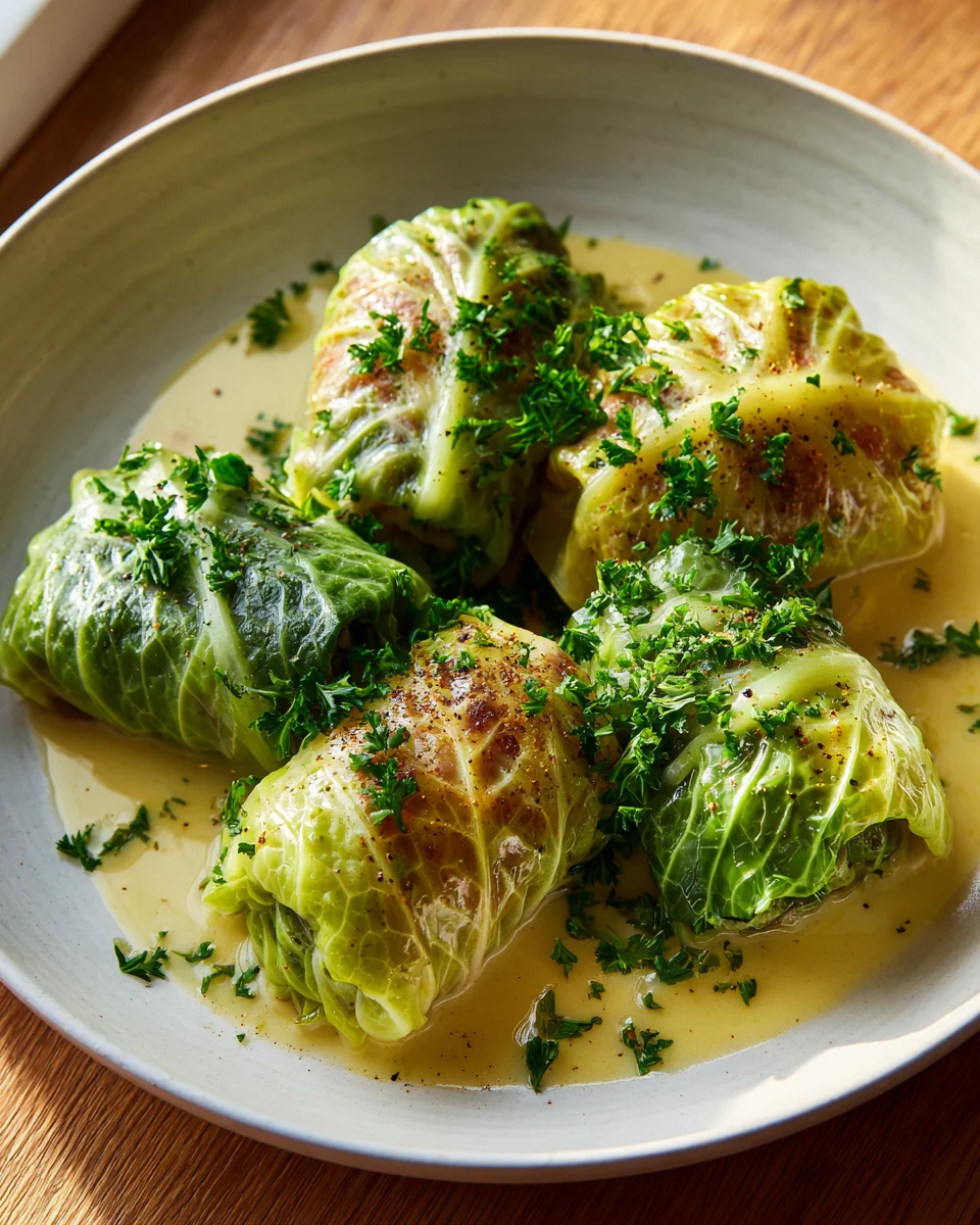 Köstliche Wirsingrouladen mit cremiger Senfsauce genießen!