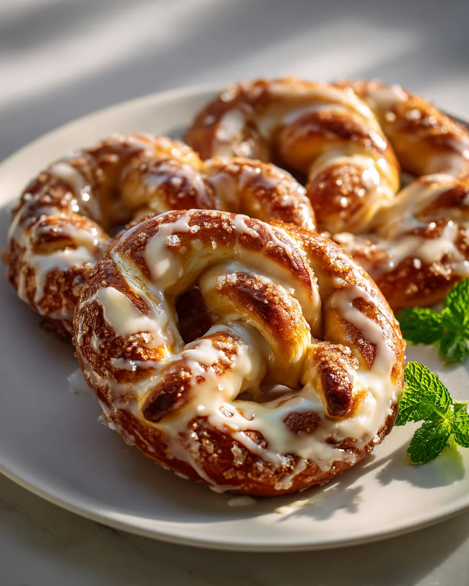 Süße Zimt-Zucker-Brezeln: Fluffig mit Frischkäse-Glasur!