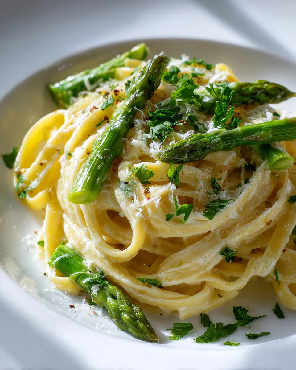 Pasta mit grünem Spargel und cremiger Zitronensauce Rezept