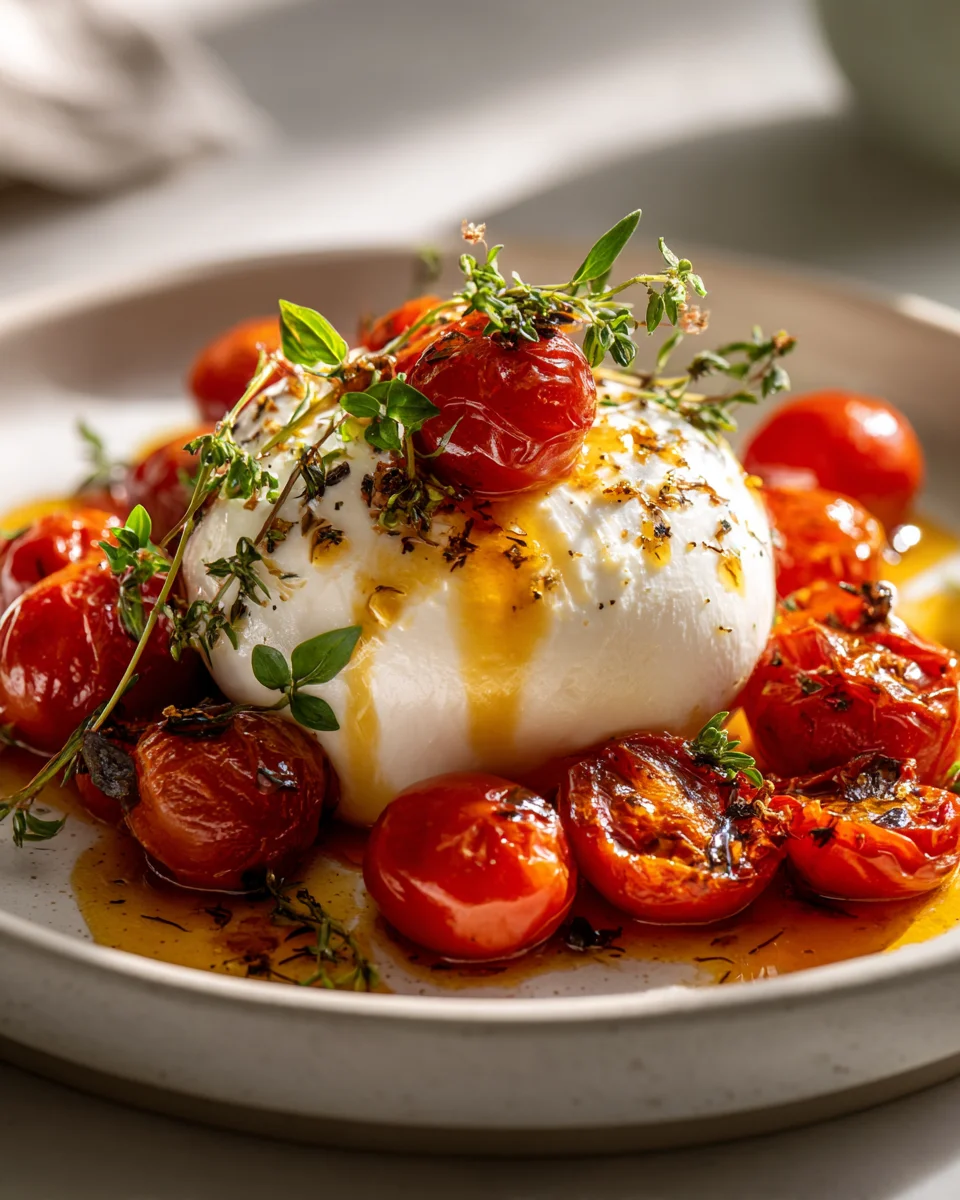 Ofengebackene Burrata: Kirschtomaten & Kräuter Rezept