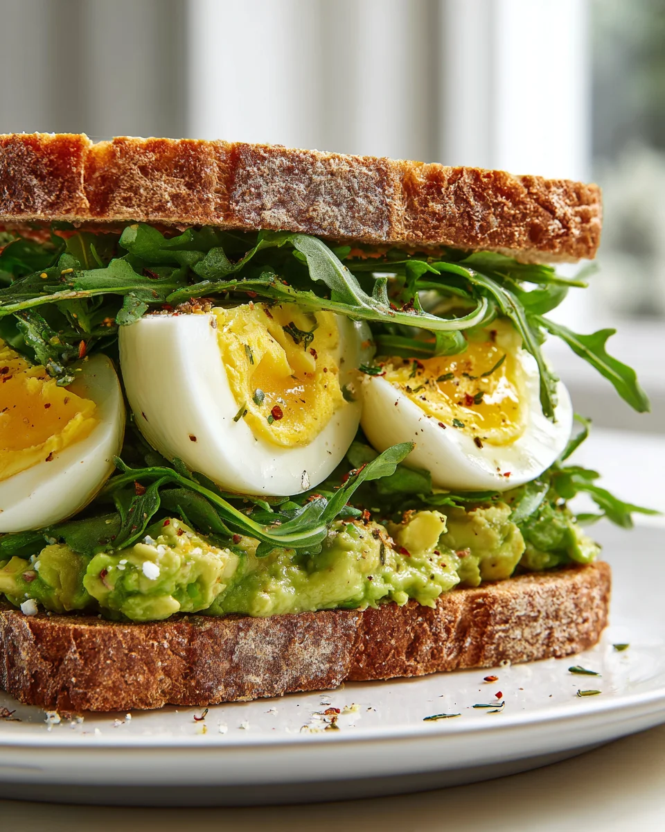 Leckere Sandwiches mit Avocado, Ei und Rucola genießen!