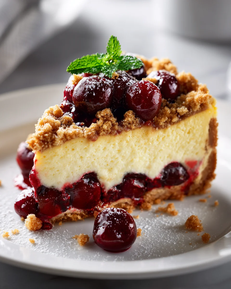 Saftiger Kasekuchen mit Kirschen & Streuseln – himmlisch!