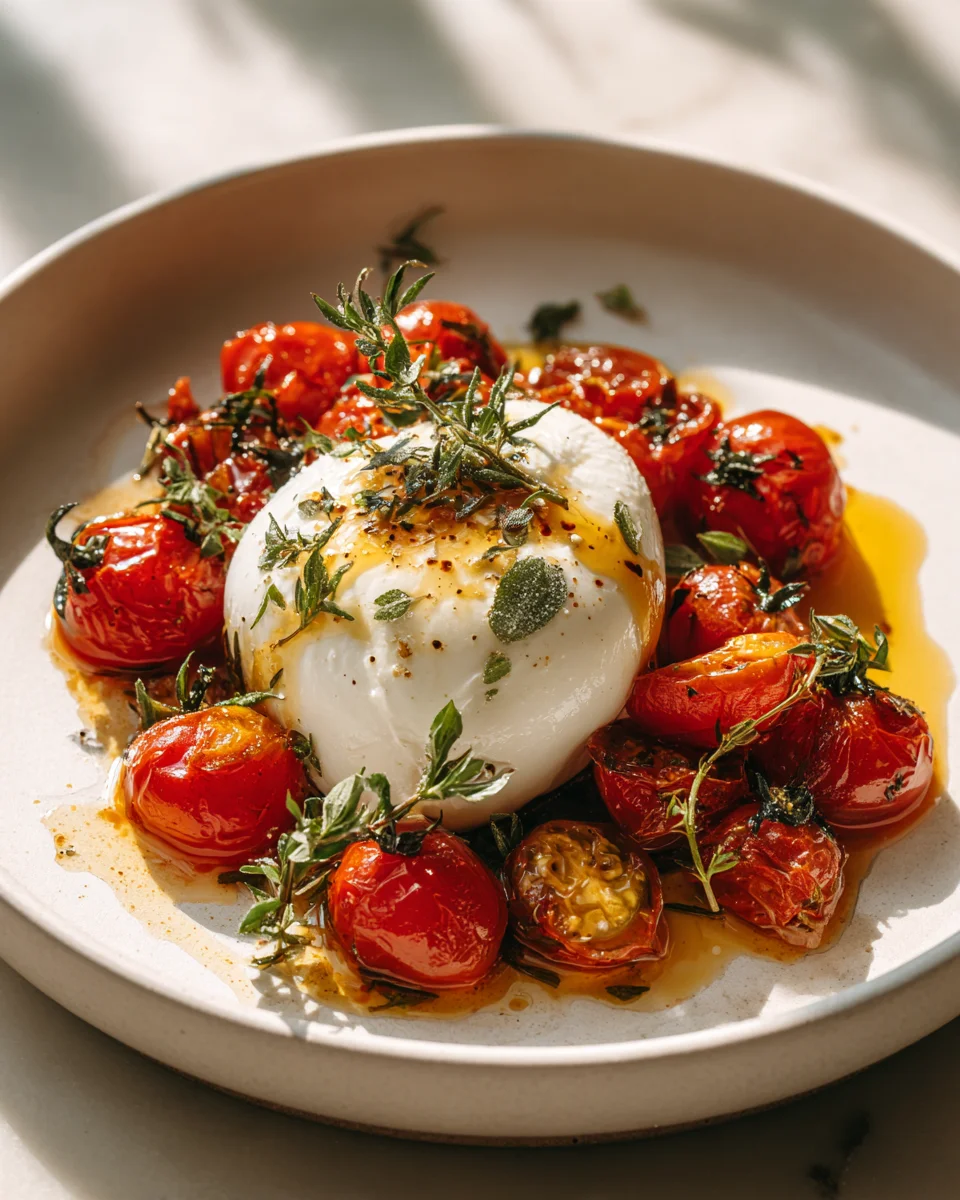 Ofengebackene Burrata: Kirschtomaten & Kräuter Rezept