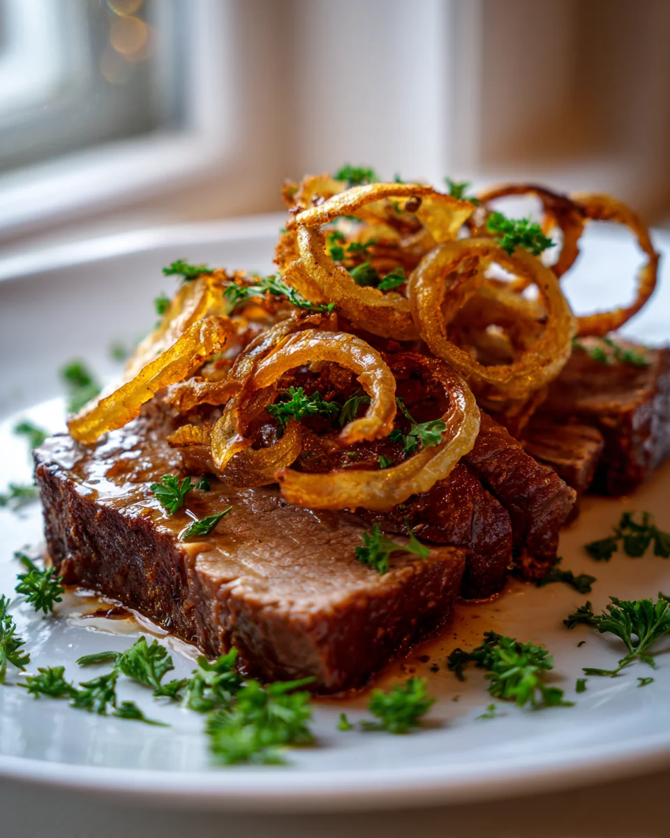Bestes Zwiebelrostbraten Rezept: Zartes Beef & knusprige Zwiebeln.