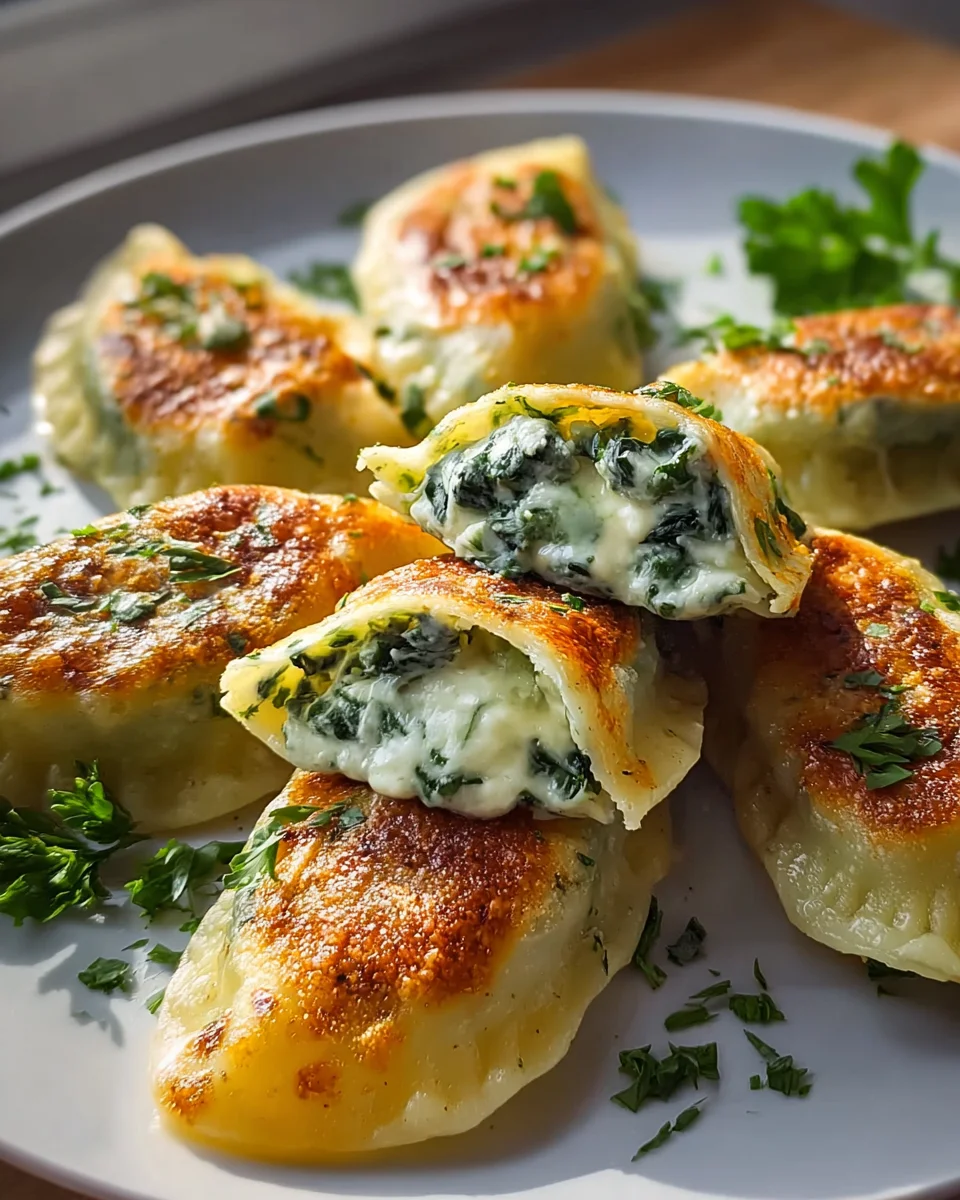 Leckere Kartoffeltaschen mit Spinat-Frischkäse-Füllung genießen