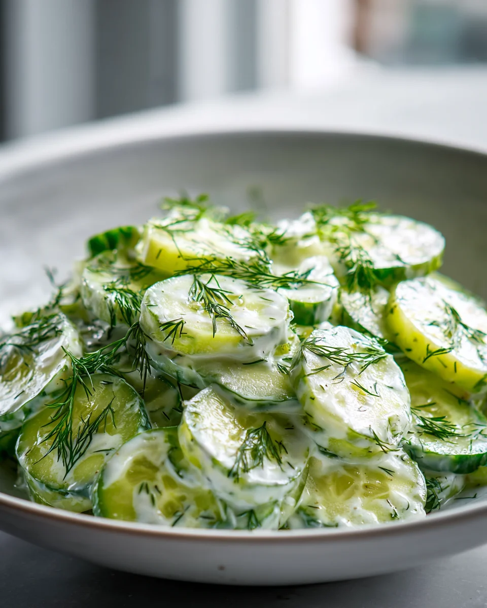 Gurkensalat mit Dill und Joghurt Dressing – Frisch und Lecker!