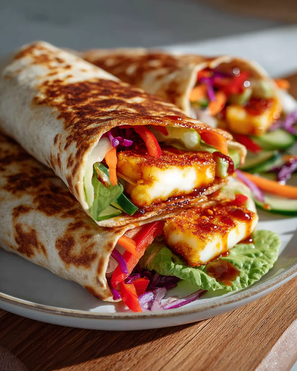 Leckere Sweet Chili Halloumi Wraps – Einfaches vegetarisches Mittagessen