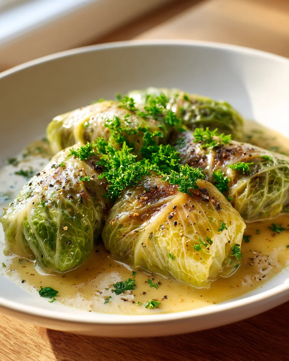 Köstliche Wirsingrouladen mit cremiger Senfsauce genießen!