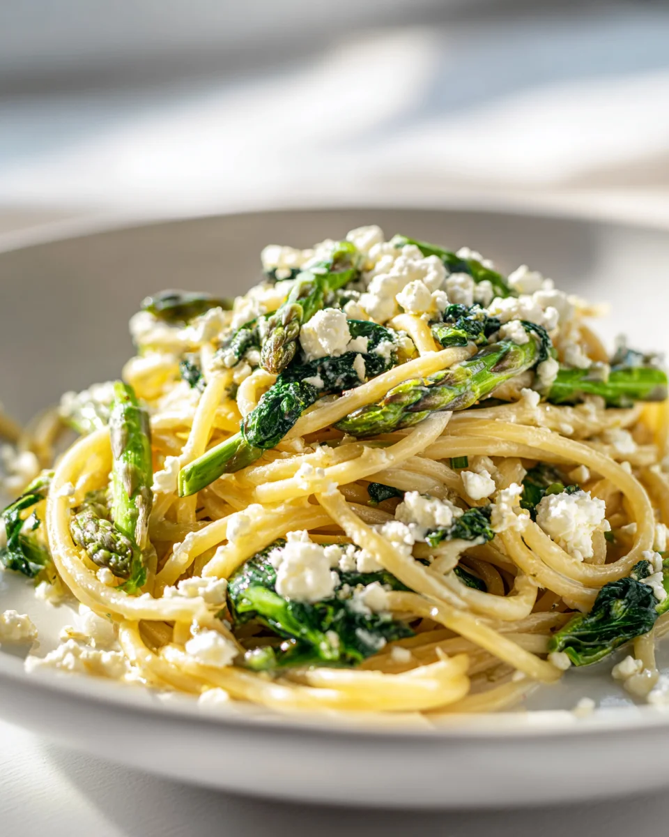 Cremige Spargel Pasta mit Spinat und Feta: Dein Rezept