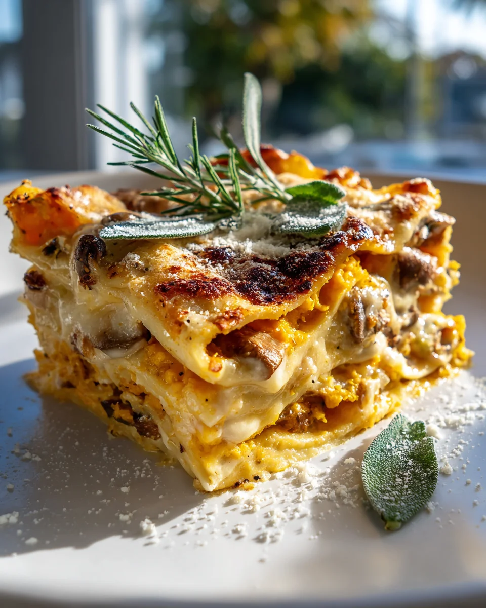 Köstliche Kürbis Lasagne mit Pilzen & Walnüssen – Herbstgenuss!