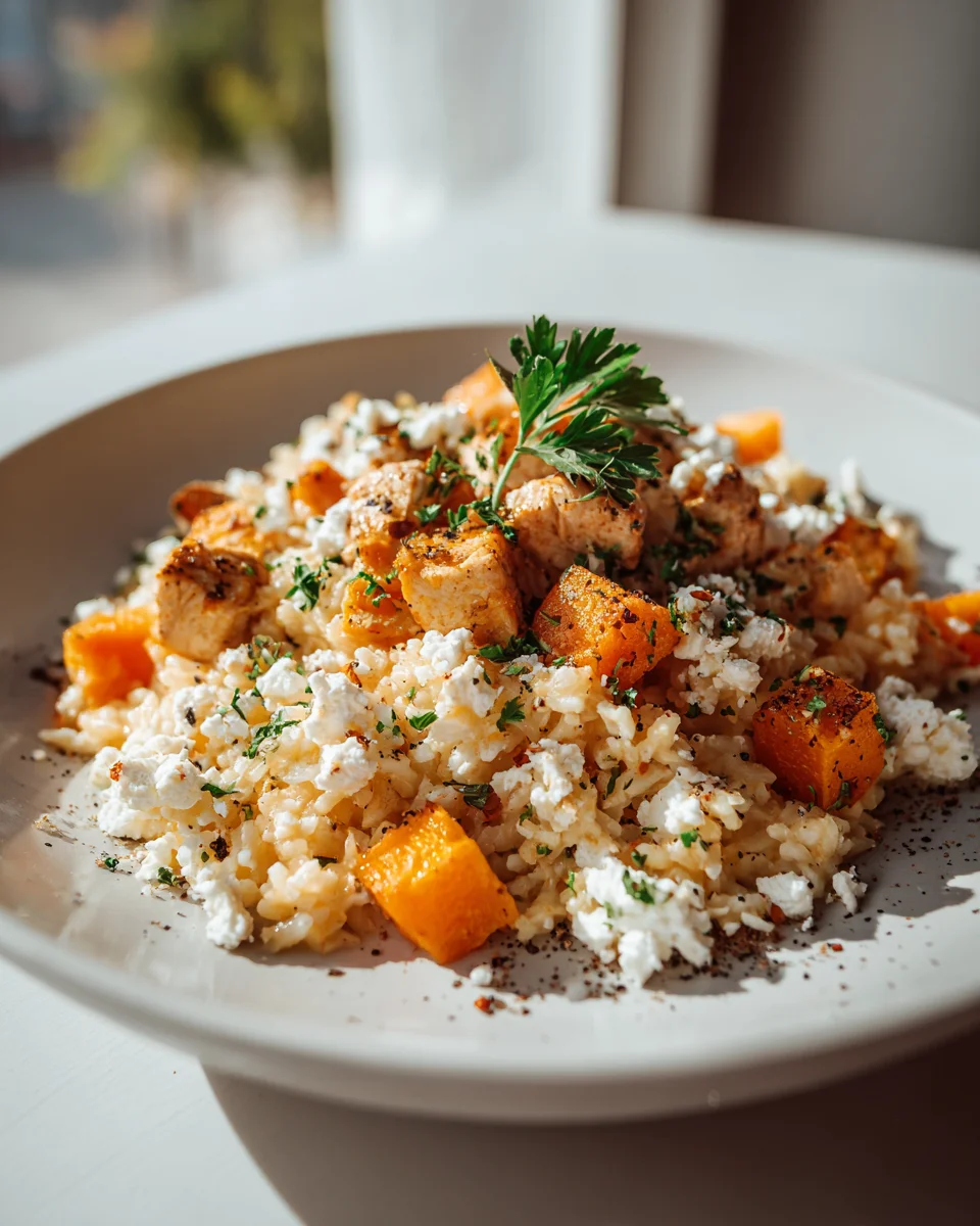 Köstliche Kürbis Hähnchen Reispfanne mit Feta: Herbstgenuss pur!
