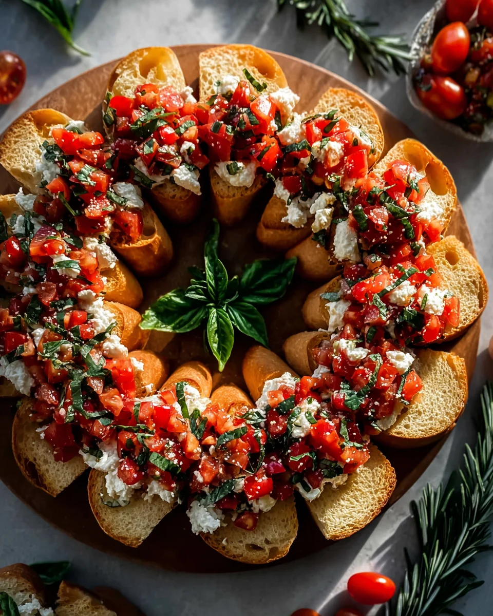 Einfaches Weihnachts-Bruschetta-Kranz-Rezept für Festtage