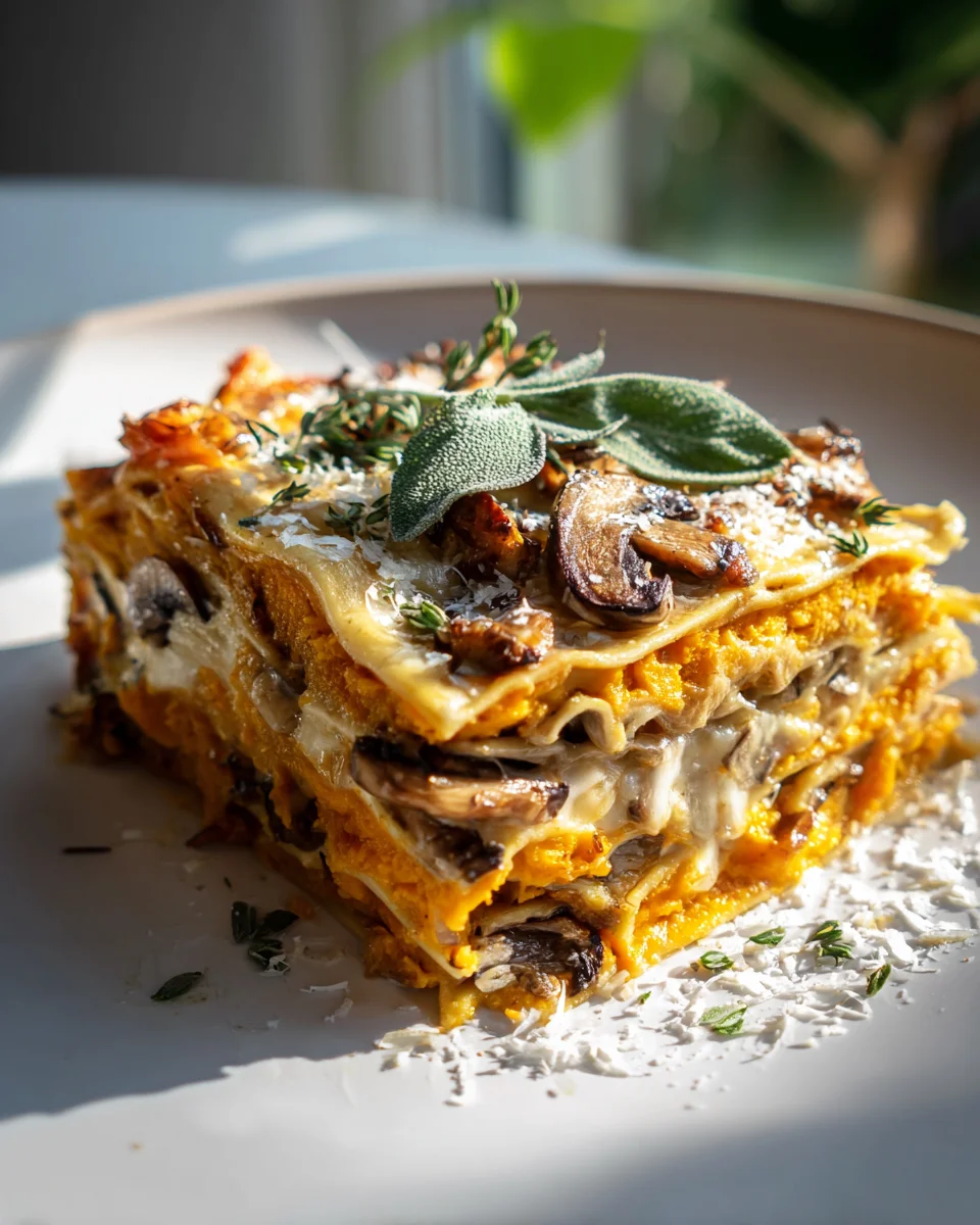 Köstliche Kürbis Lasagne mit Pilzen & Walnüssen – Herbstgenuss!