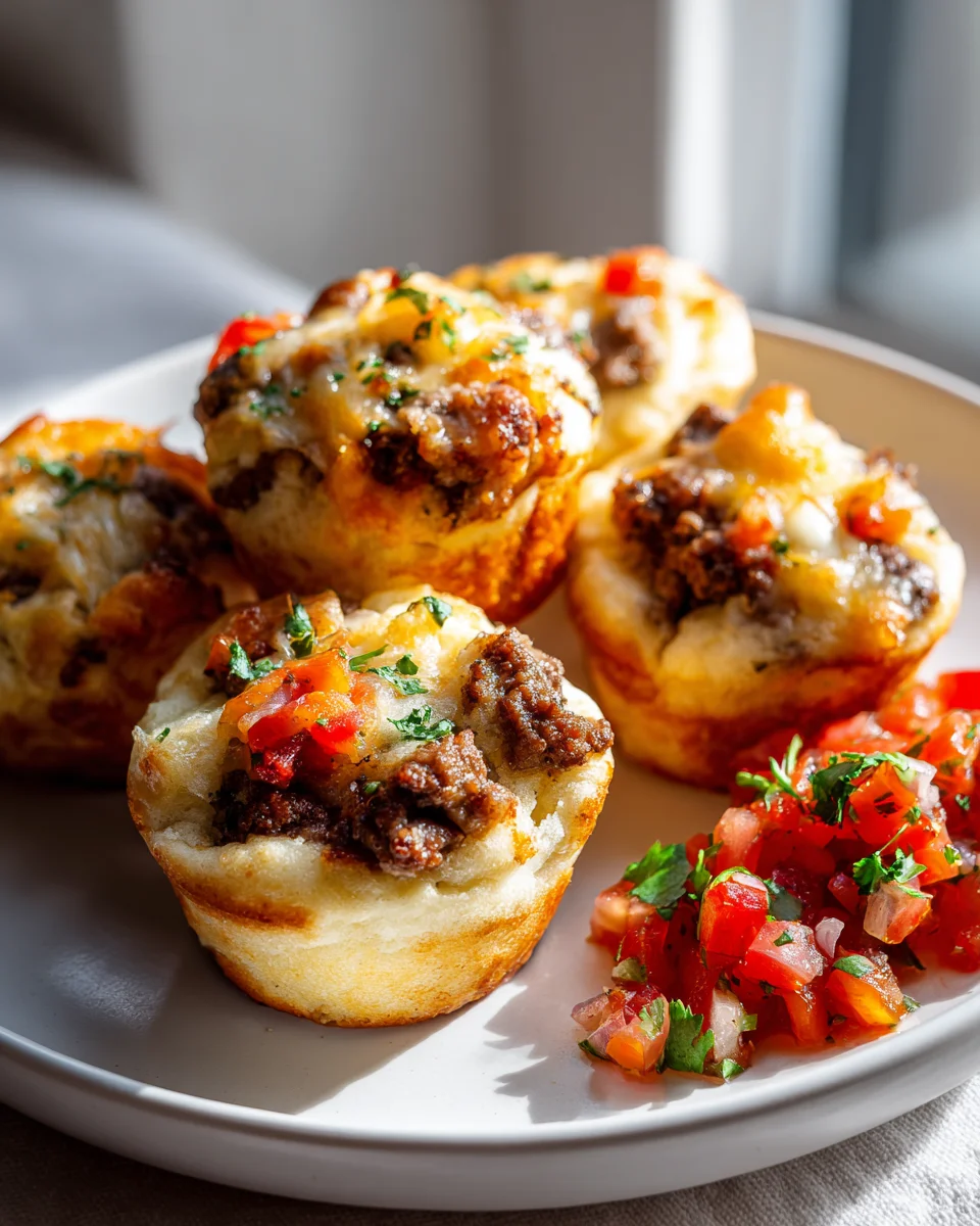 Mini Burger Muffins: Pizzateig & Tomatensalsa-Genuss!