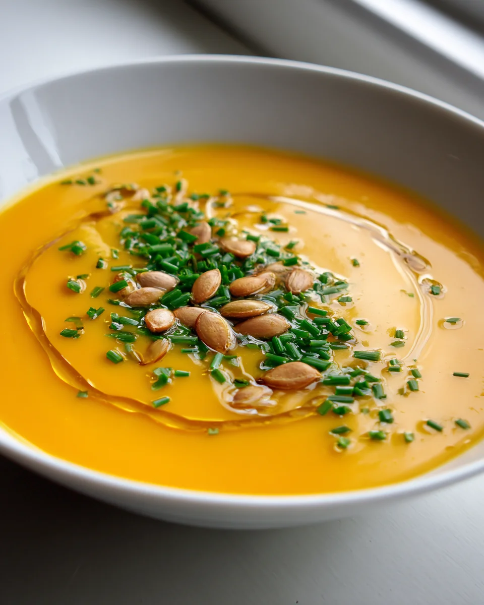 Kürbissuppe mit geröstetem Knoblauchöl – aromatisch & cremig