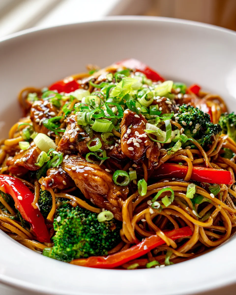 Hähnchen Teriyaki Nudeln mit buntem Gemüse: Lecker & gesund!