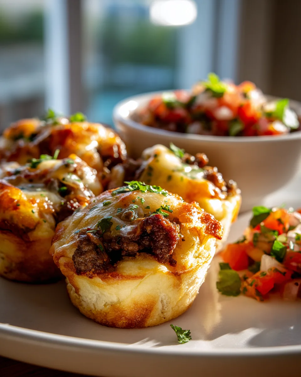 Mini Burger Muffins: Pizzateig & Tomatensalsa-Genuss!