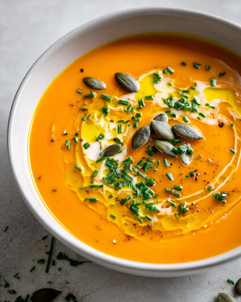Kürbissuppe mit geröstetem Knoblauchöl – aromatisch & cremig