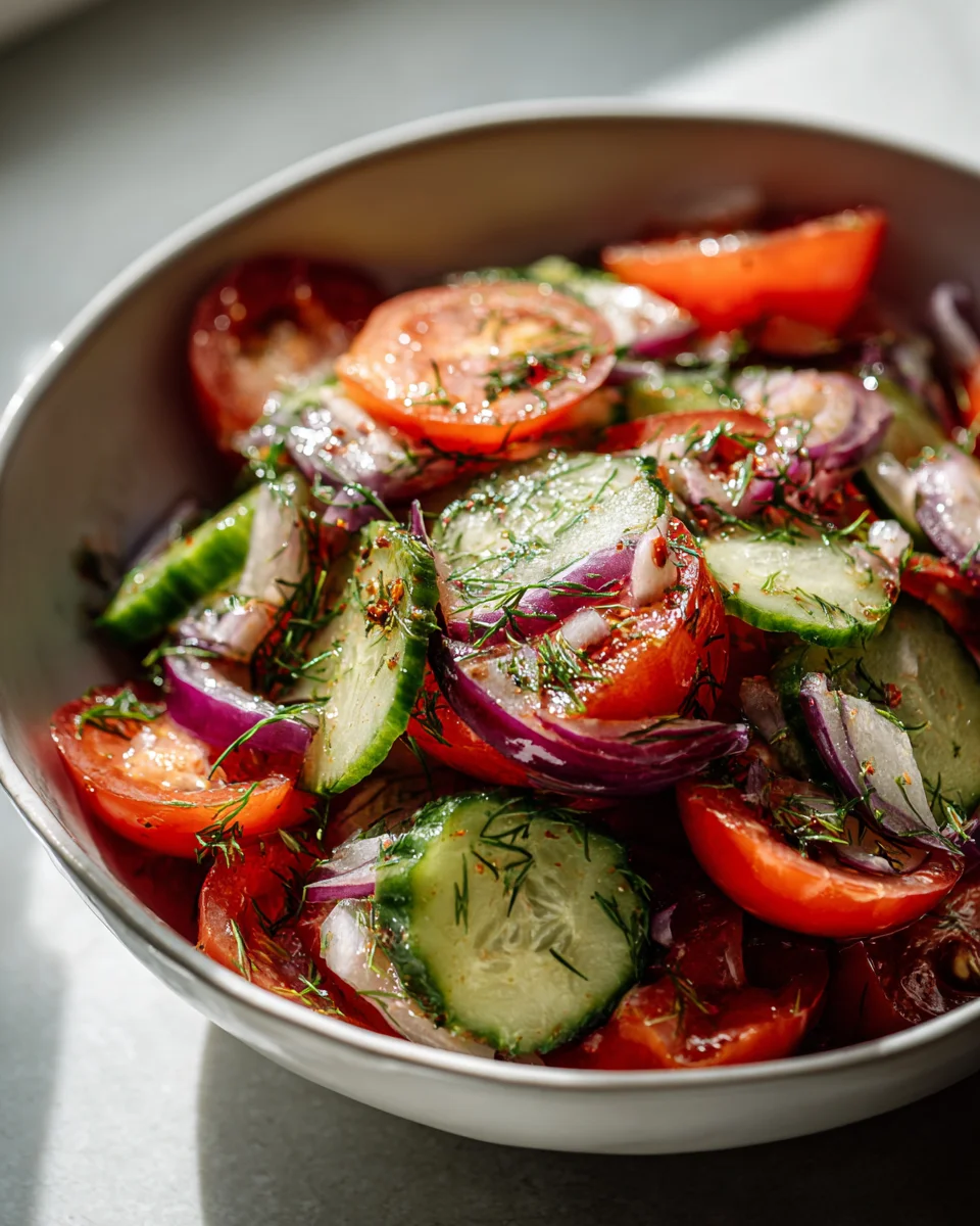 Blitzschneller Gurkensalat mit Tomaten und Zwiebeln – Erfrischend!