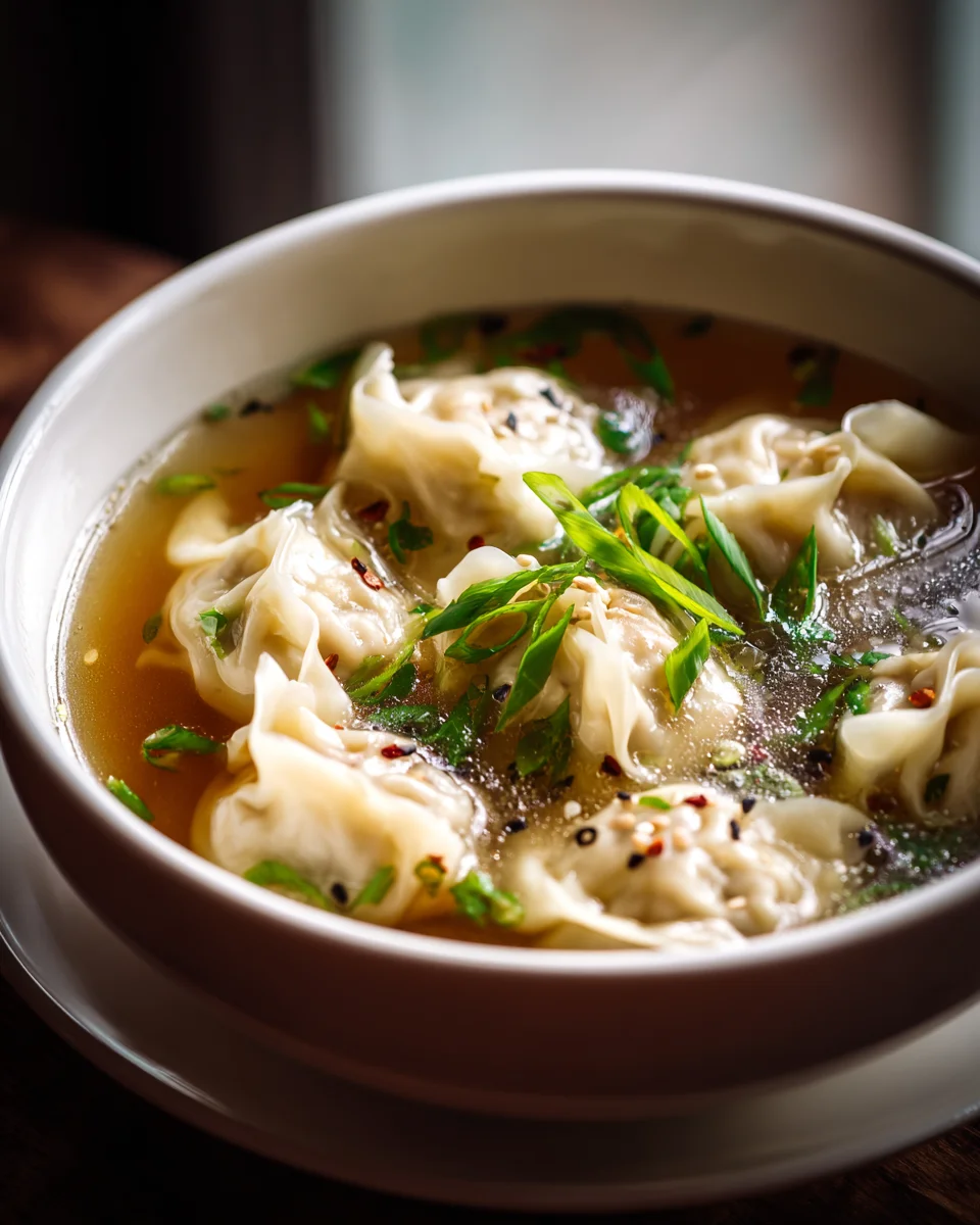 Wonton Suppe: Herzhaft mit Rind & Schnittlauch in klarer Brühe