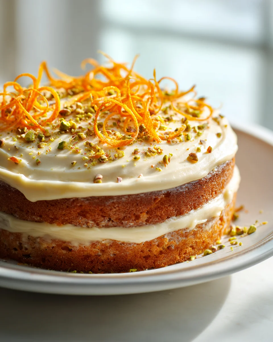 Frühlingshafter Karottenkuchen mit Orangenabrieb Rezept