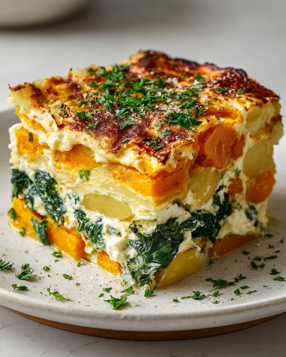 Extra Cremiger Kürbis Kartoffel Auflauf mit Spinat Ricotta