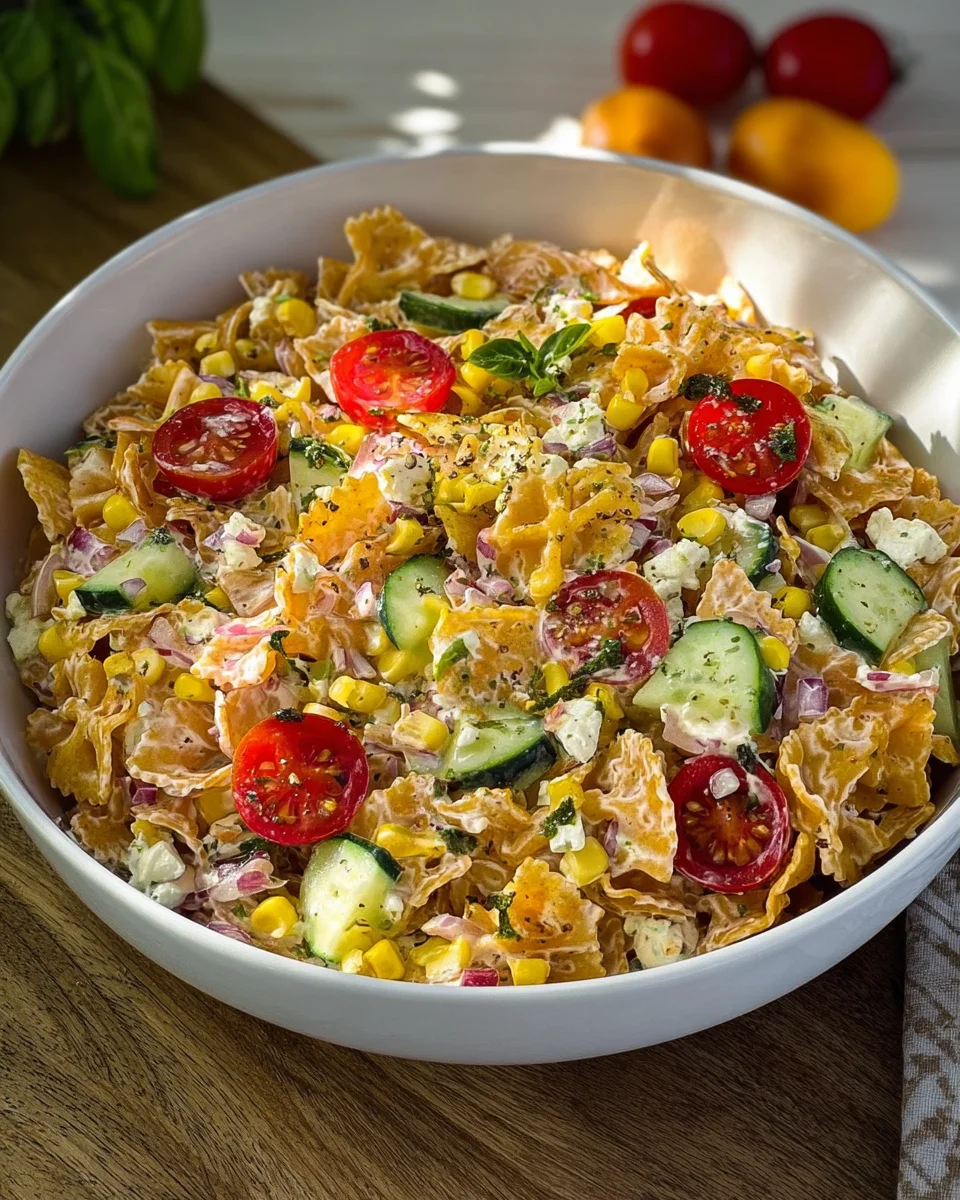 Crispy Pasta Salad mit Feta und frischem Gemüse genießen!