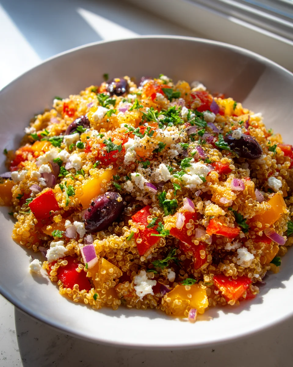 Mediterrane Quinoa-Pfanne mit Feta und Oliven genießen!