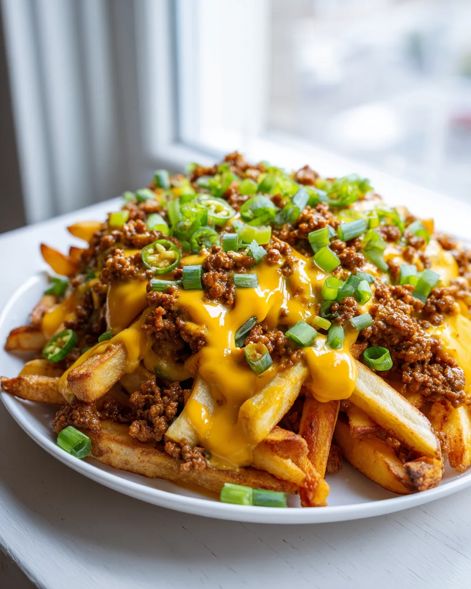 French Fry Nachos mit Rindfleisch und Käsesauce genießen!