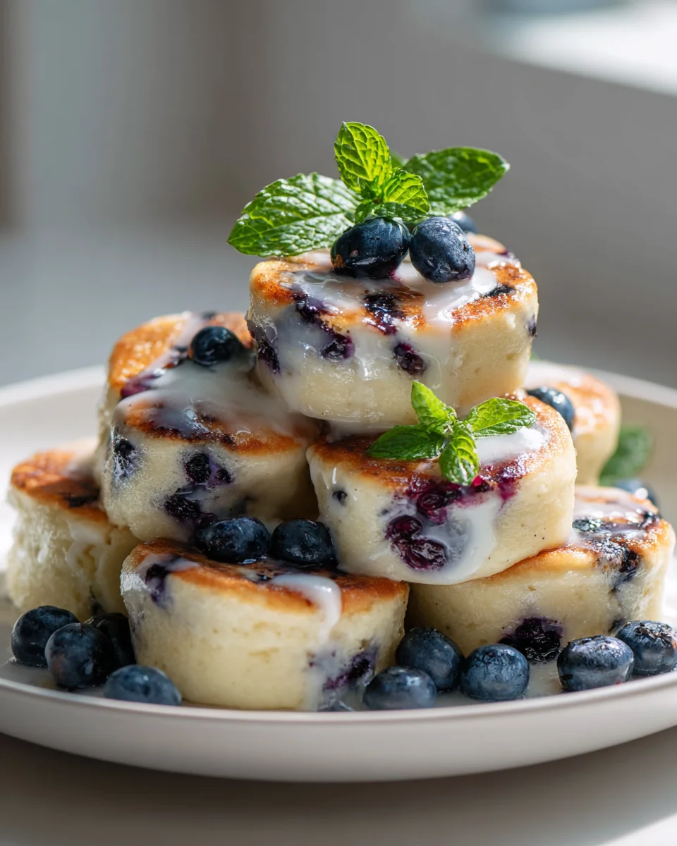 Griechische Joghurt Blaubeer-Pfannkuchen Bites Rezept