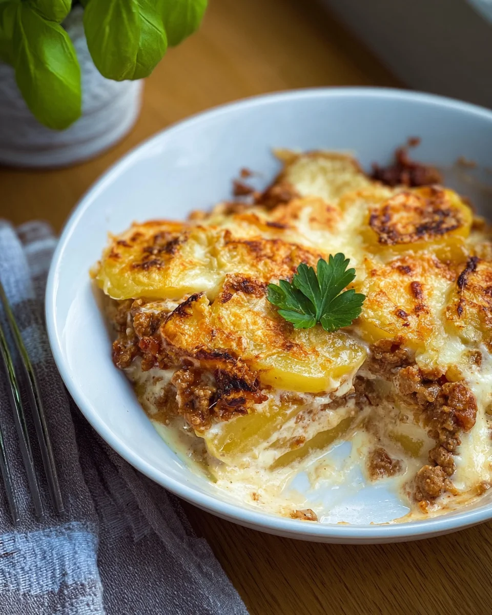 Herzhafter Kartoffel-Hackauflauf mit Genuss
