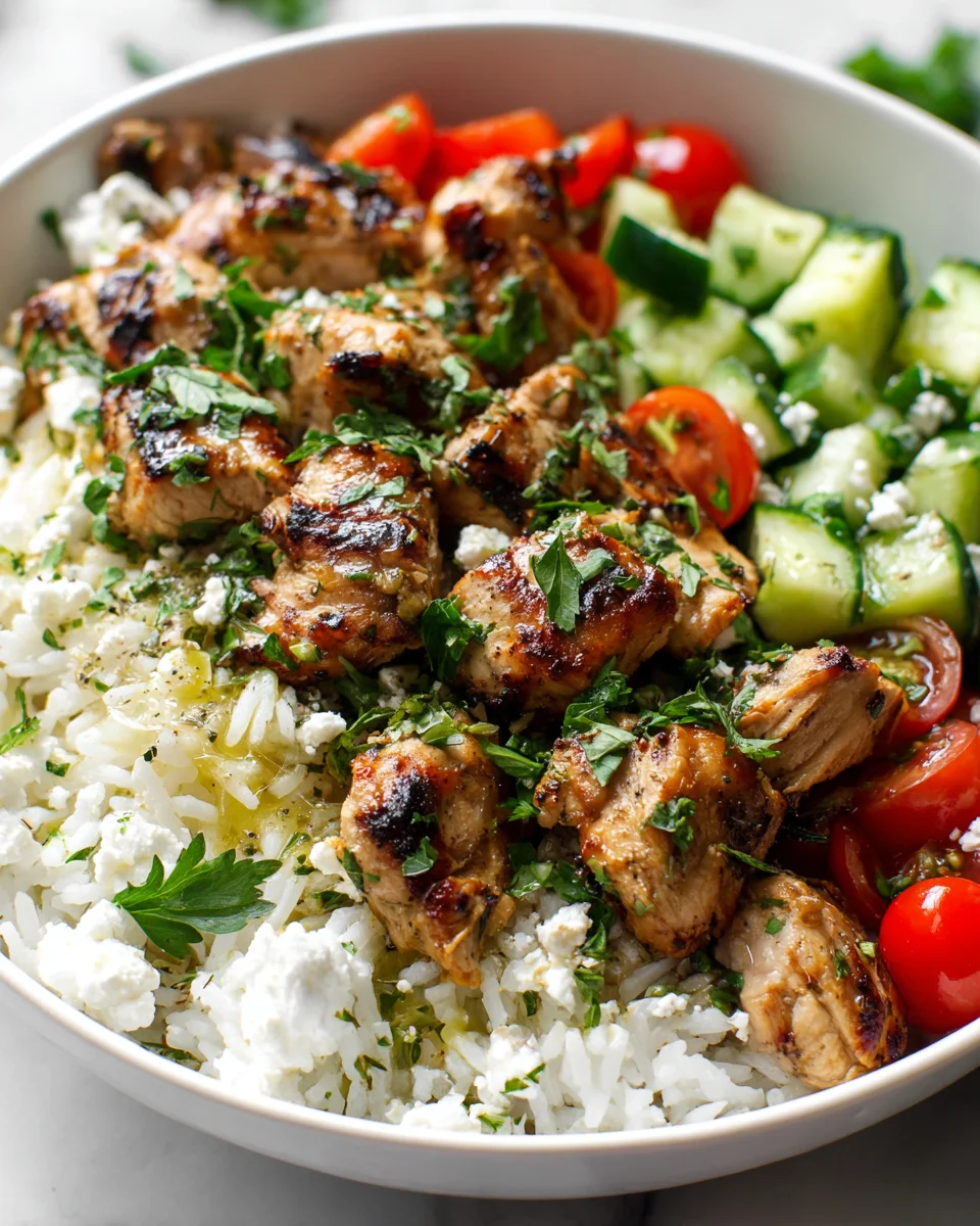 Griechische Hähnchen-Bowls mit Zitronen-Kräuter-Dressing