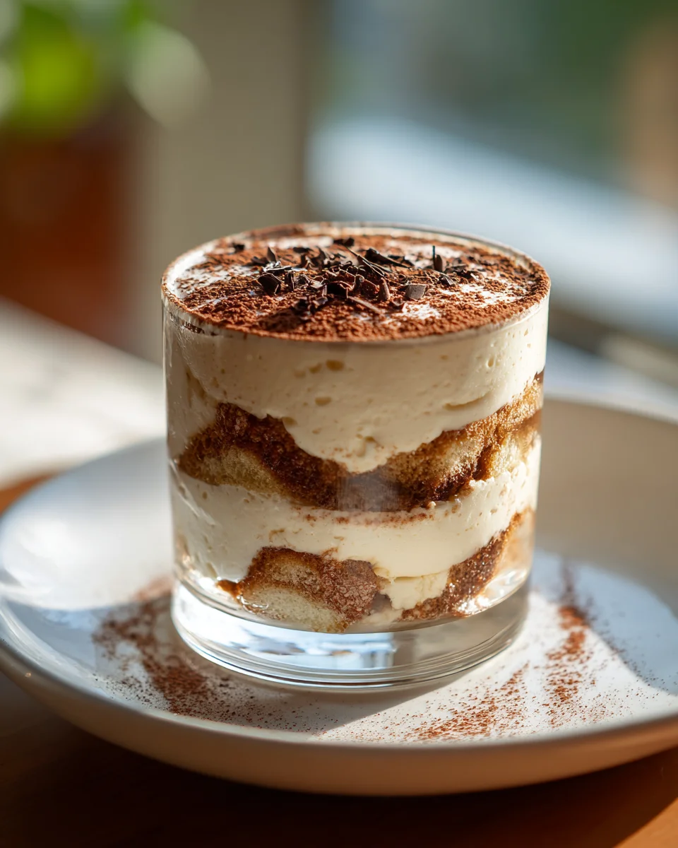 Erdnussfreies Tiramisu im Glas mit alkoholfreiem Bier