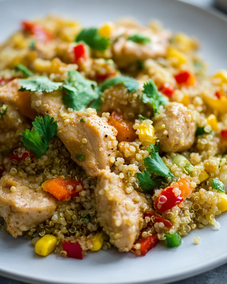 Leckeres One Pot Fiesta Chicken mit Quinoa und Gemüse Rezept