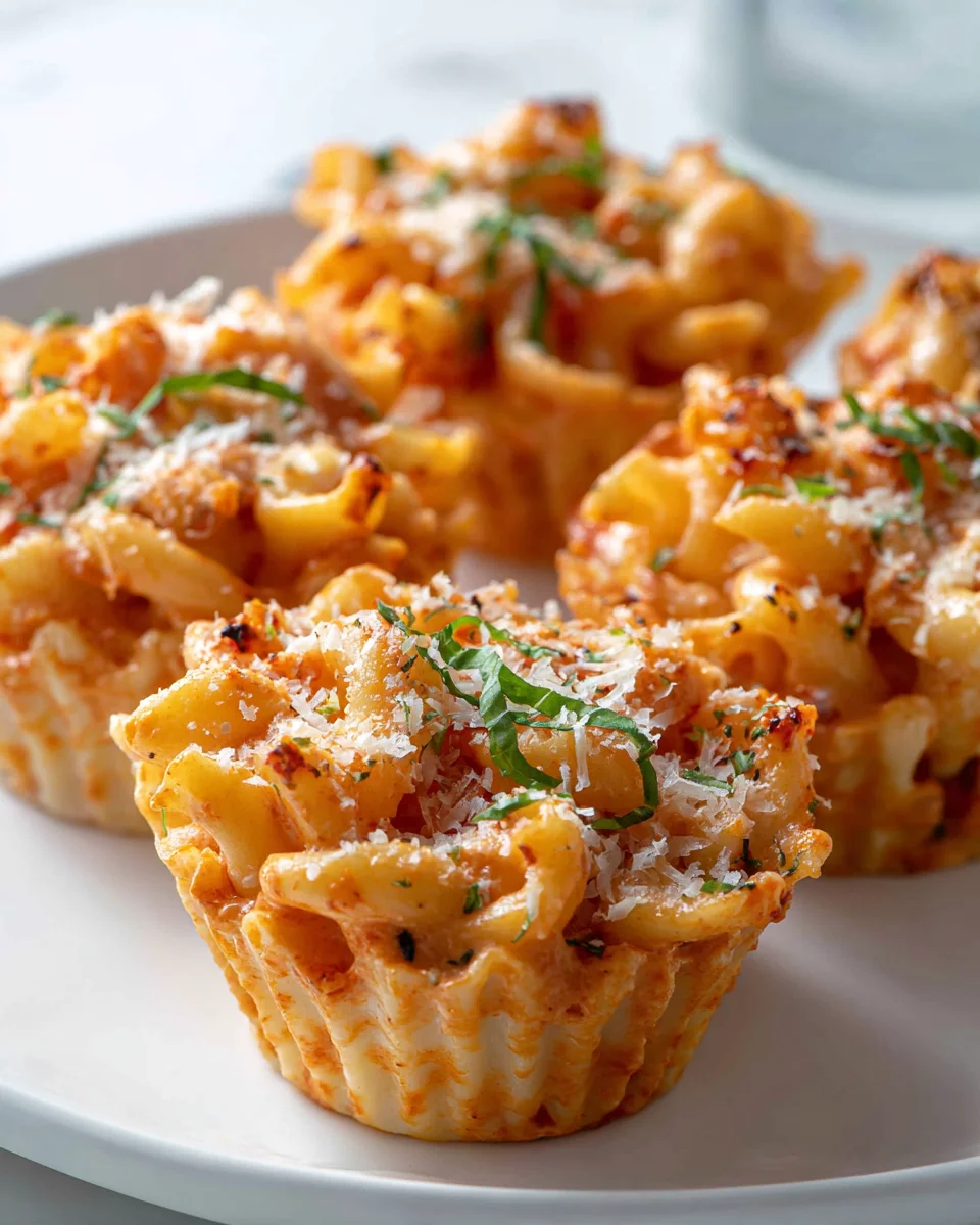 Mini Cremige Tomaten-Knoblauch Pasta Cups für Partys