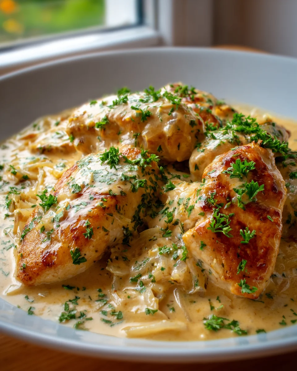 Zwiebel Sahne Hähnchen – cremig-leckeres Rezept für Genießer