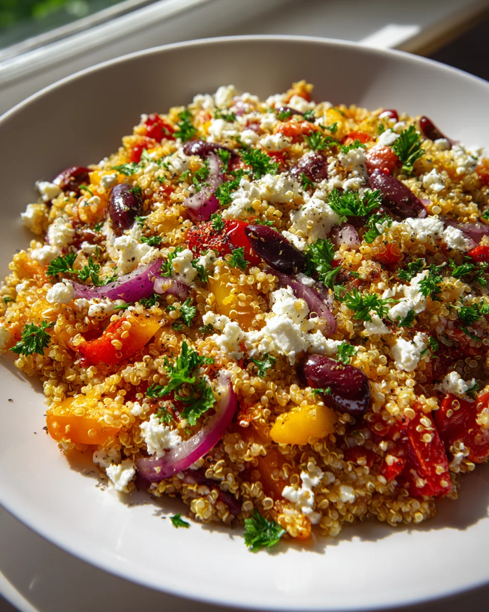Mediterrane Quinoa-Pfanne mit Feta und Oliven genießen!